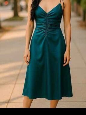 Jason Wu Teal Satin Backless Halter Dress